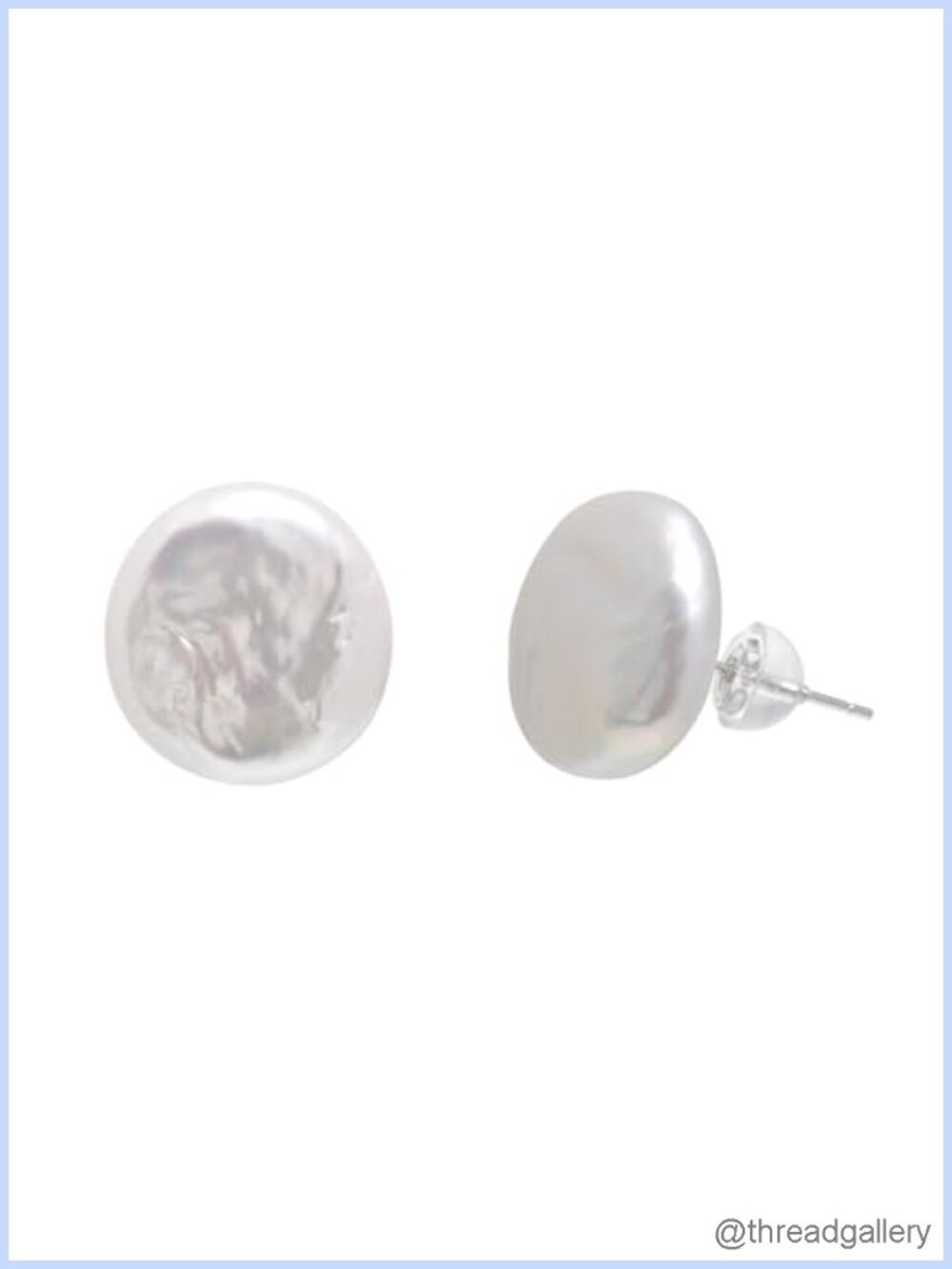 Large Freshwater Cultured Pearl Stud Earrings Sterling Silver